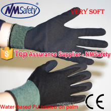 NMSAFETY 13 gauge super soft sandy water pu palm coated gardening glove
